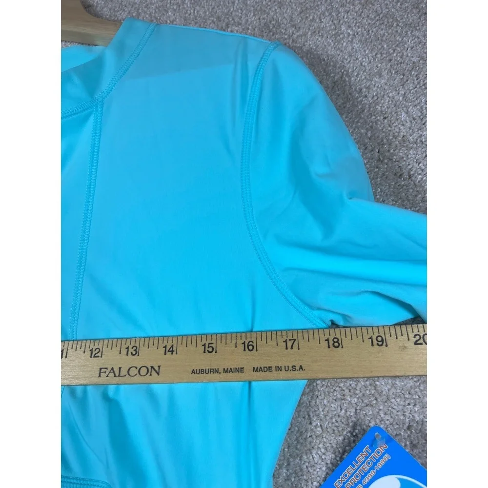 Athleta Swim Dress Rash Guard NWT Turquoise Cover Up UPF 50+ Ruched L - Picture 6 of 8